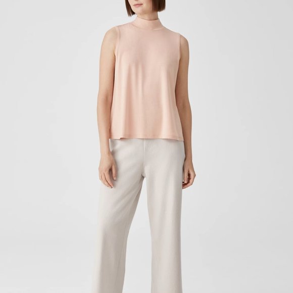 Eileen Fisher Dark Powder Basic Length Fine Jersey Mock Neck Tank - Picture 2 of 6